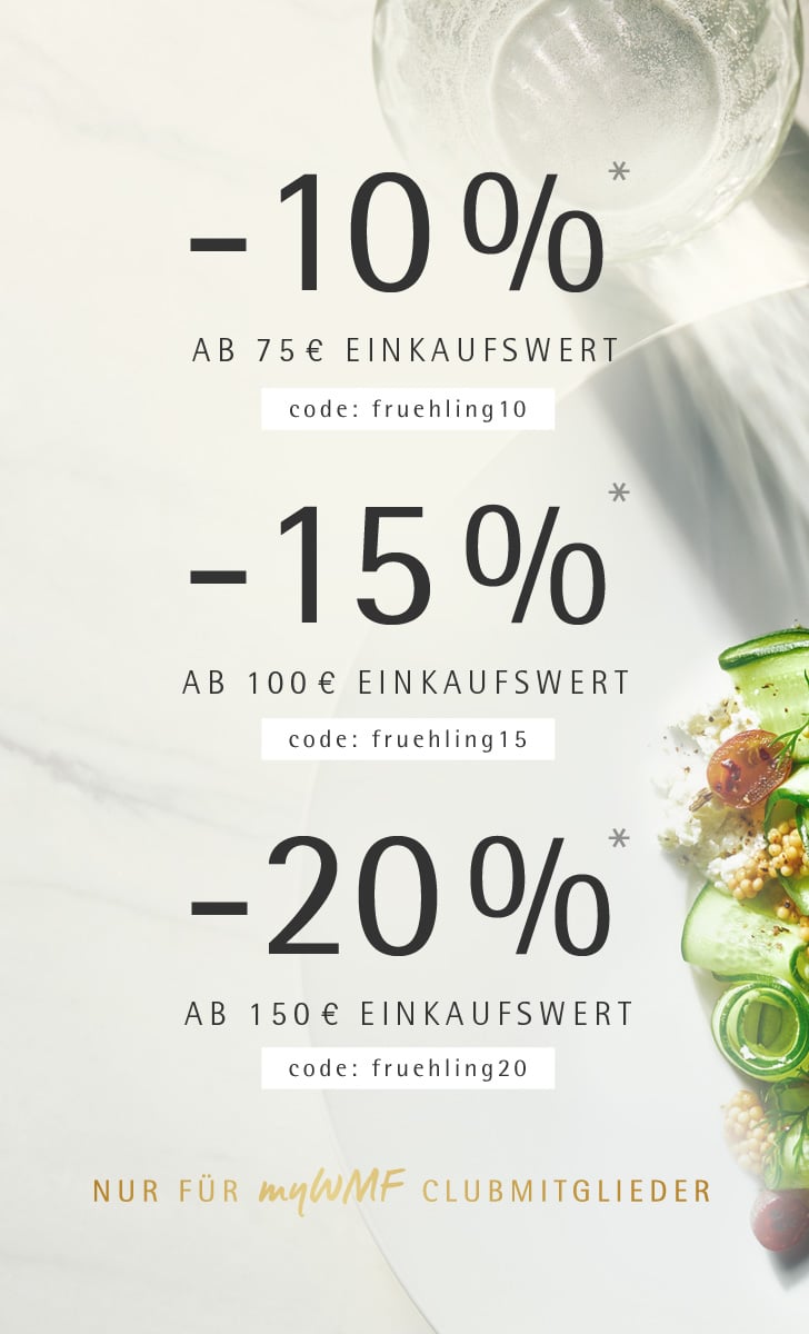 Heller Tischhintergrund mit Aktivierung: 10% ab 75€, 15% ab 100€, 20% ab 150€