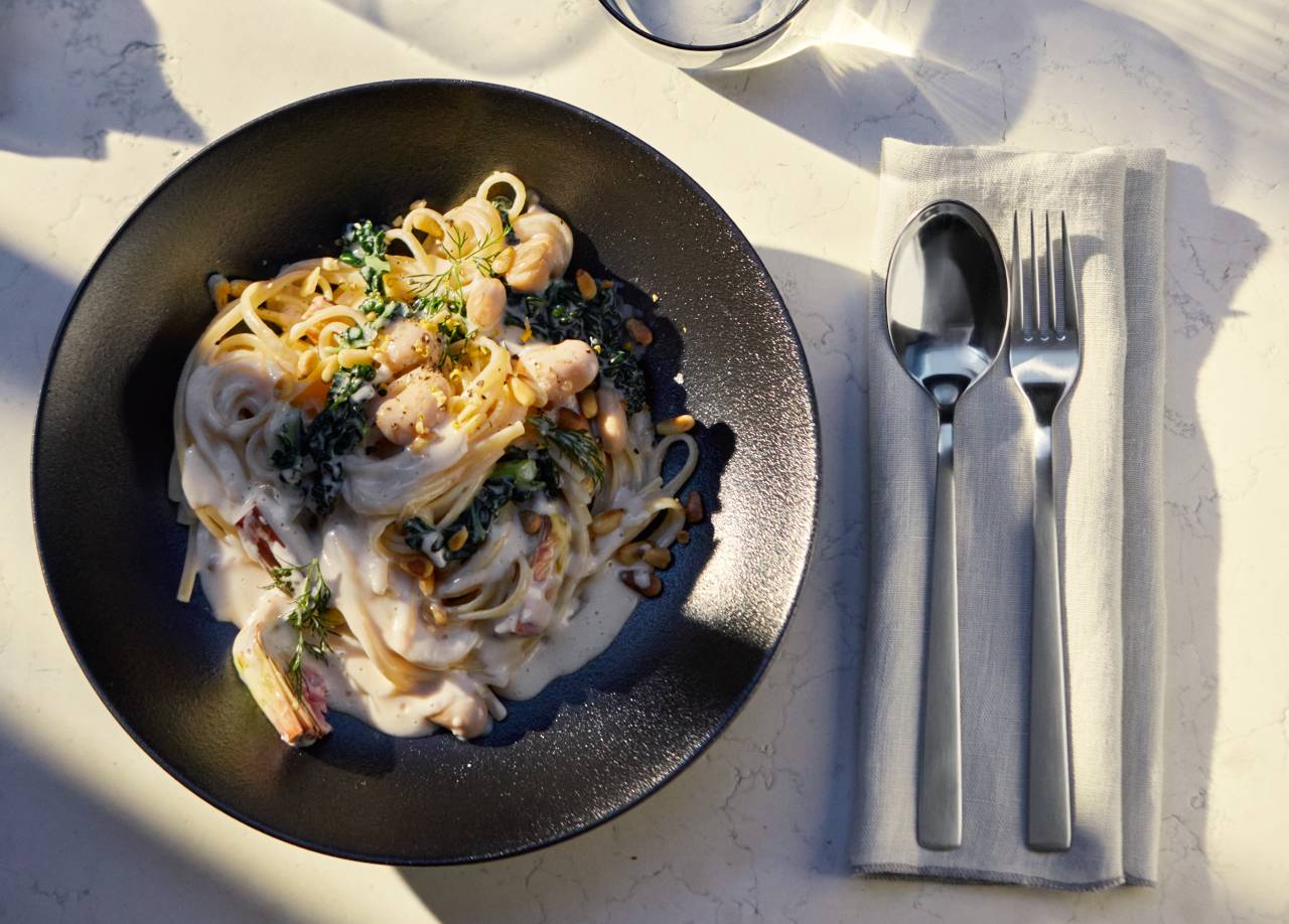 One Pot Pasta mit Pesto und Artischocken