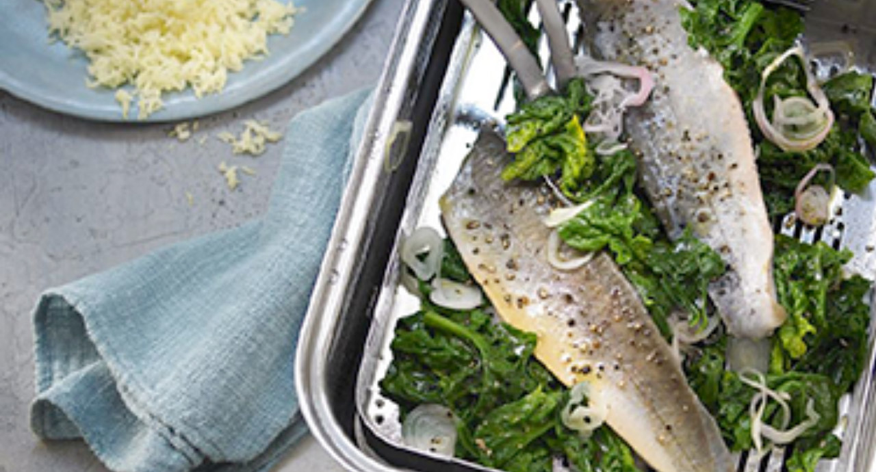 Saiblingsfilet auf Blattspinat